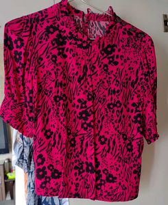 Pink & Black Print Blouse