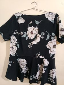Shein Black Peblum Style Top With Square Deep Neck