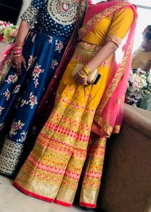 Mustard And Pink Lehanga Choli