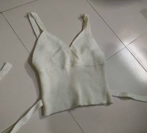 white woollen bralette
