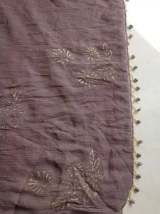 Brown Chiffon Dupatta With Hanging