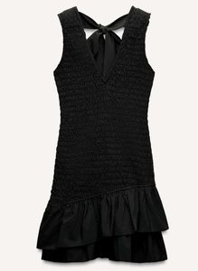 Zara Black Smocked Mini Dress