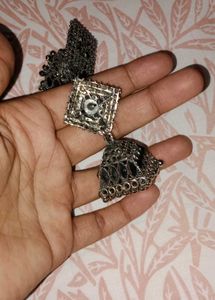 Elegant Silver Jhumka Earrings