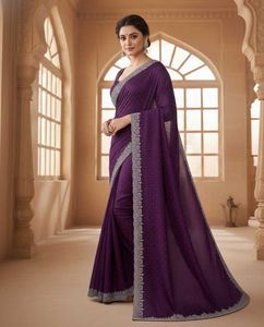 Elegant Purple Party Wear Saree