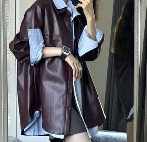 Solid PU Leather Look  CASUAL Jacket