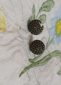 Oxidized Silver Stud Earrings