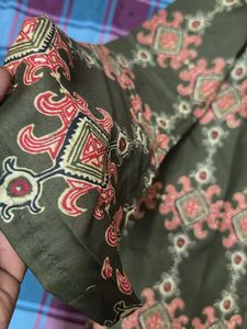 Olive Green Patterned Short Kurta