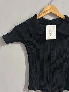 Ribbed Zip-Up Top