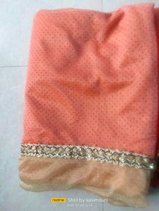 Beautiful Lace Work Saree&amp; Stiched Blouse