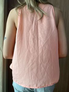 Peach Layered Sleeve Less Top