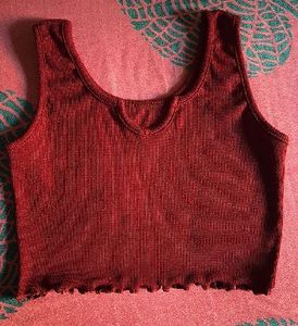 Red Ribbed Tank Top