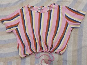 Sexy Only Brand Crop Top Multi-colour Stripes