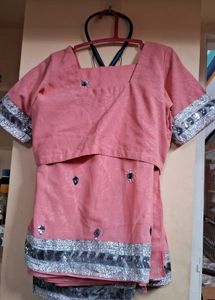 baby pink silver chamki  georget saree