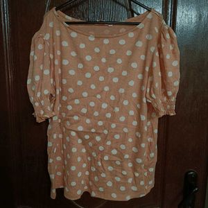 Peach Polka Dot Top