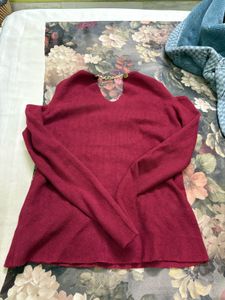 Maroon Cold Shoulder Top