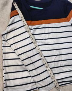 Navy Blue And White XL Striped Long Sleeve T-Shirt