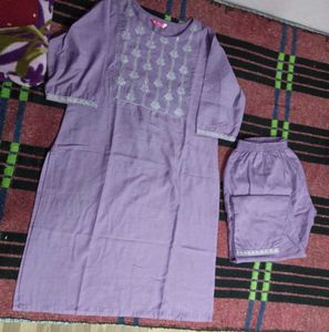 Purple Embroidered Kurta Set