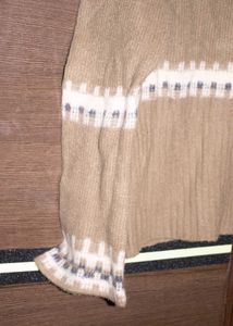 Beige Ribbed Knit Sweater
