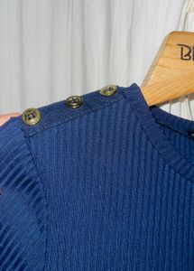 ZARA Collection Blue Ribbed Knit Tee Shirt