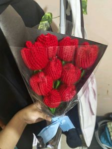 Red Tulip Crochet Boquet With Great Quality