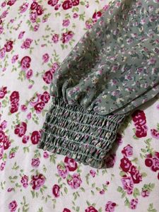 Green Floral Top With New Condition