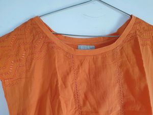 orange color cotton top for women