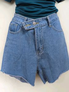 Blue Jean Shorts &amp; Teal Top Set