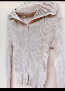 Ribbed Button-Down Cardigan