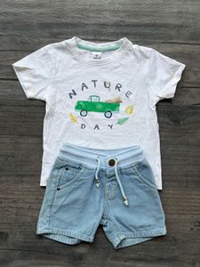 Set Of Two Piece With T-shirt And Denim Shorts