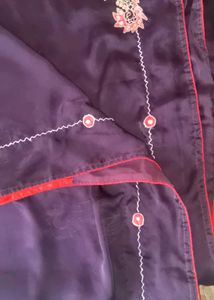 Purple Embroidered Saree with disgner blouse