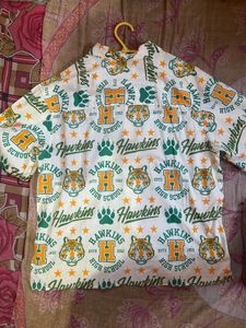 Hawkins High School Print Button-Down Shirt