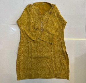 Mustard Pintuck Cotton Kurti