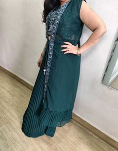 Green Embellished Lehenga Choli With Jacket