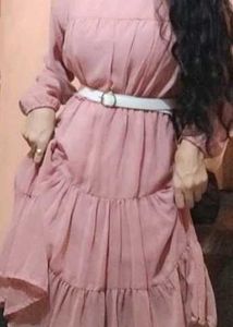 Elegant Pink Tiered Dress
