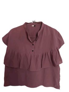 Mauve Pink Top With Ruffles