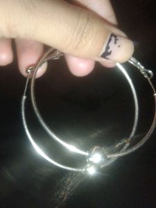 Silver Hoop Earrings with Beads