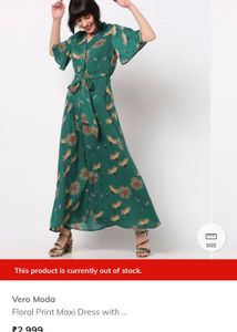 Vero moda Green Printed Floral Maxi Dress