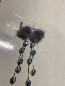 New Grey Furry Earrings