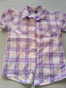 Purple Plaid Short Sleeve Top