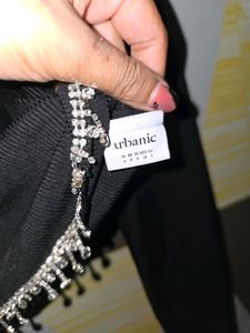 Urabnic Black Top Woth Rhinestones New S