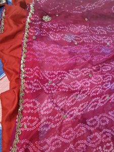 Pink Bandhej saree new