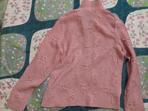Shimmer Pink Stylish Self Designed Full Sleeved Shirt