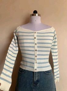 Striped Button-Down Cardigan