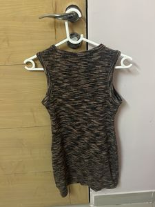 Brown Sleeveless dress stretchable