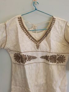 Embroidered Cream Anarkali Suit