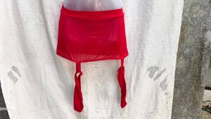 I. SEXY NET RED GARTER WITH LEG BELTS