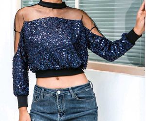 Sparkly Blue Fuzzy Top