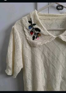 Cute Embroidered Collar Top