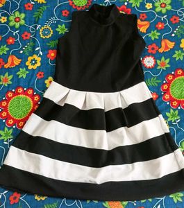Chic Black & White Striped Dress