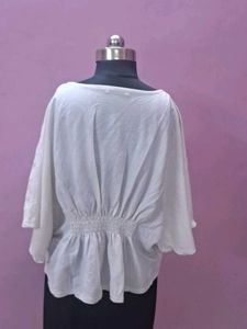 White Lace V-Neck Top Loose Fit